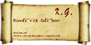 Kovárik Gábor névjegykártya