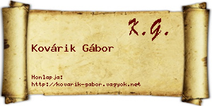 Kovárik Gábor névjegykártya